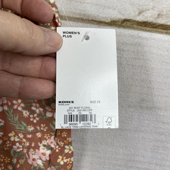 Sonoma SO Goods For Life Layering Tank Top Women 2X Rust Floral Boho Crochet NWT - Picture 2 of 9